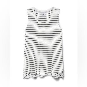 3/$10 CAbi White Black Striped Sleeveless Tank Top